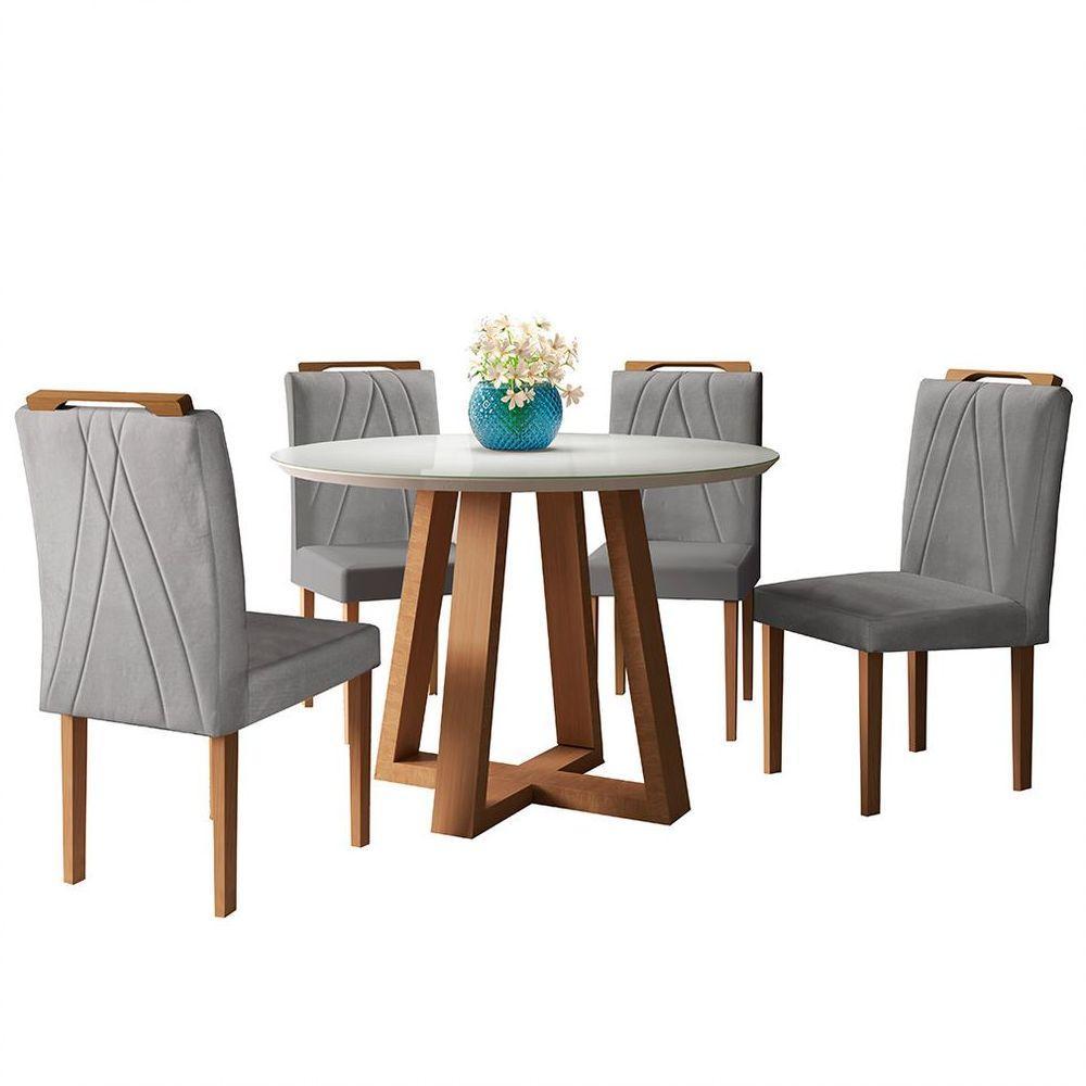 Conjunto Sala de Jantar 4Lug. 4 Cad. OffWhite/Cinza Profundo - 7