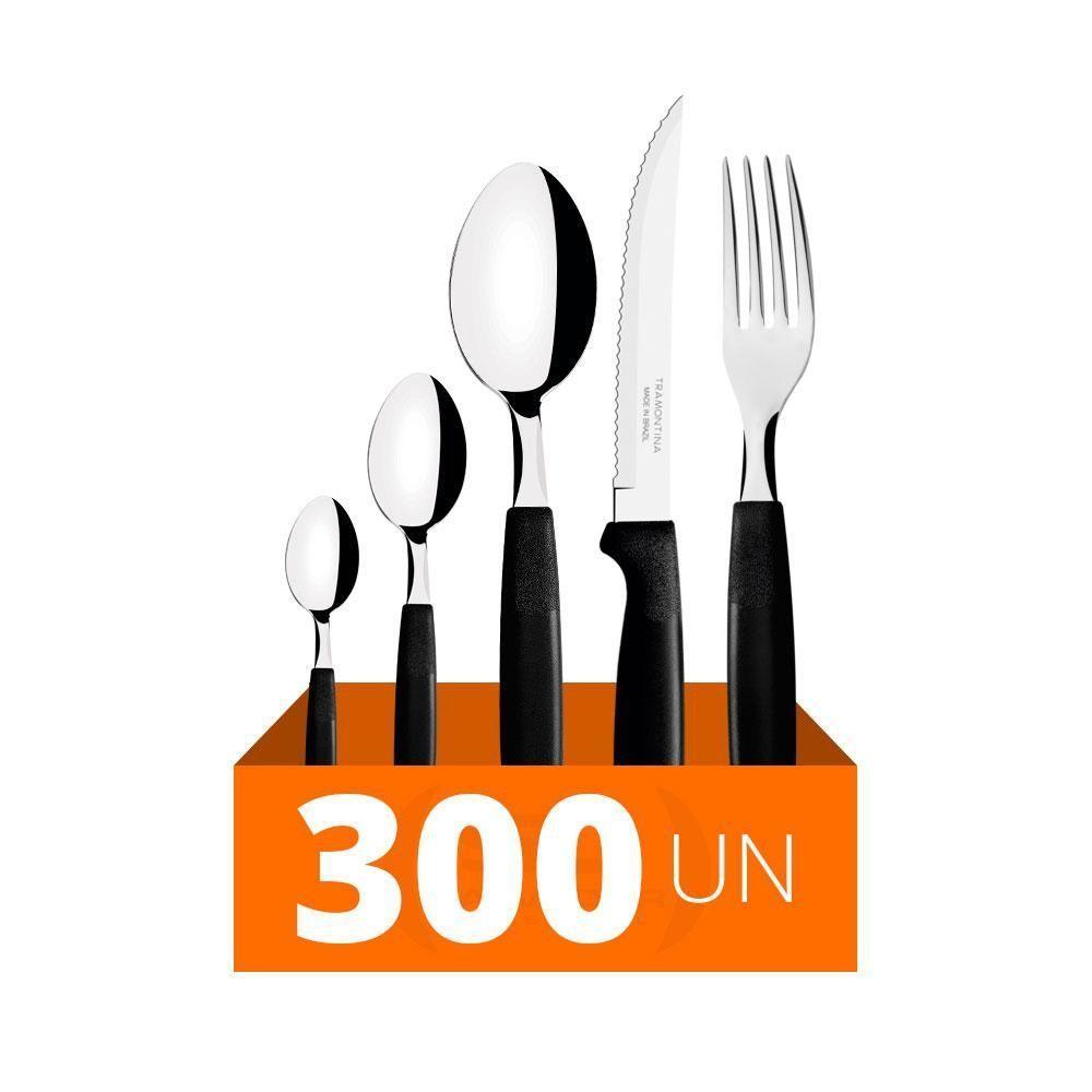 Faqueiro Ipanema 300 Peças Lâminas Em Aço Inox Cabo Preto Ptop - Tramontina - 1