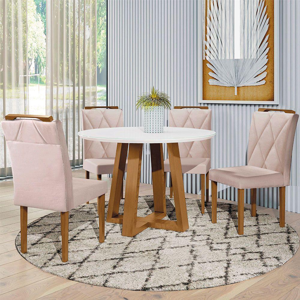Conjunto Sala de Jantar Mesa Redonda 4 Cad. Off White/Nude - 5