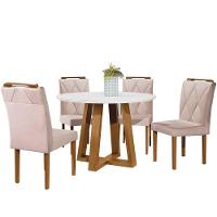 Conjunto Sala de Jantar Mesa Redonda 4 Cad. Off White/Nude - 1