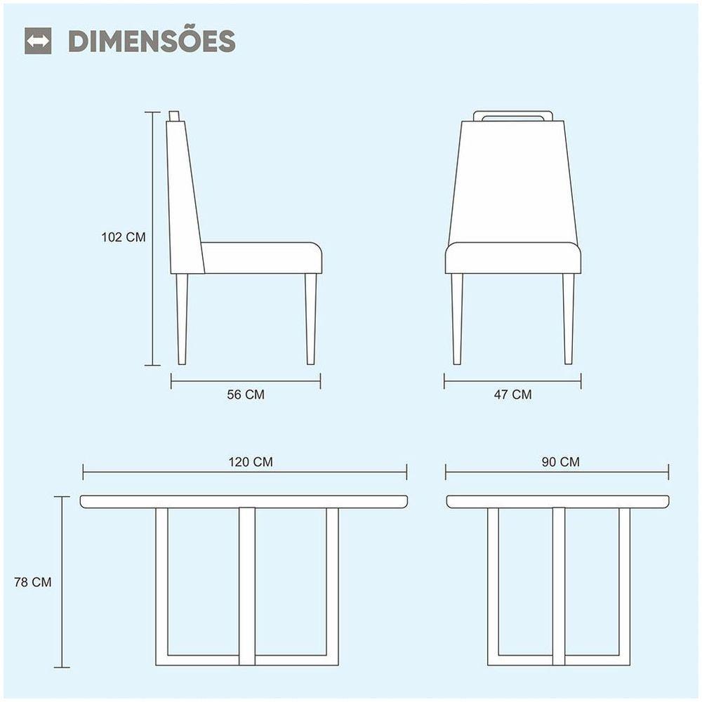 Conjunto Sala De Jantar Mônaco Mesa Pé Palito E 4 Cadeiras Móveis Mix Off White E Areia - 2