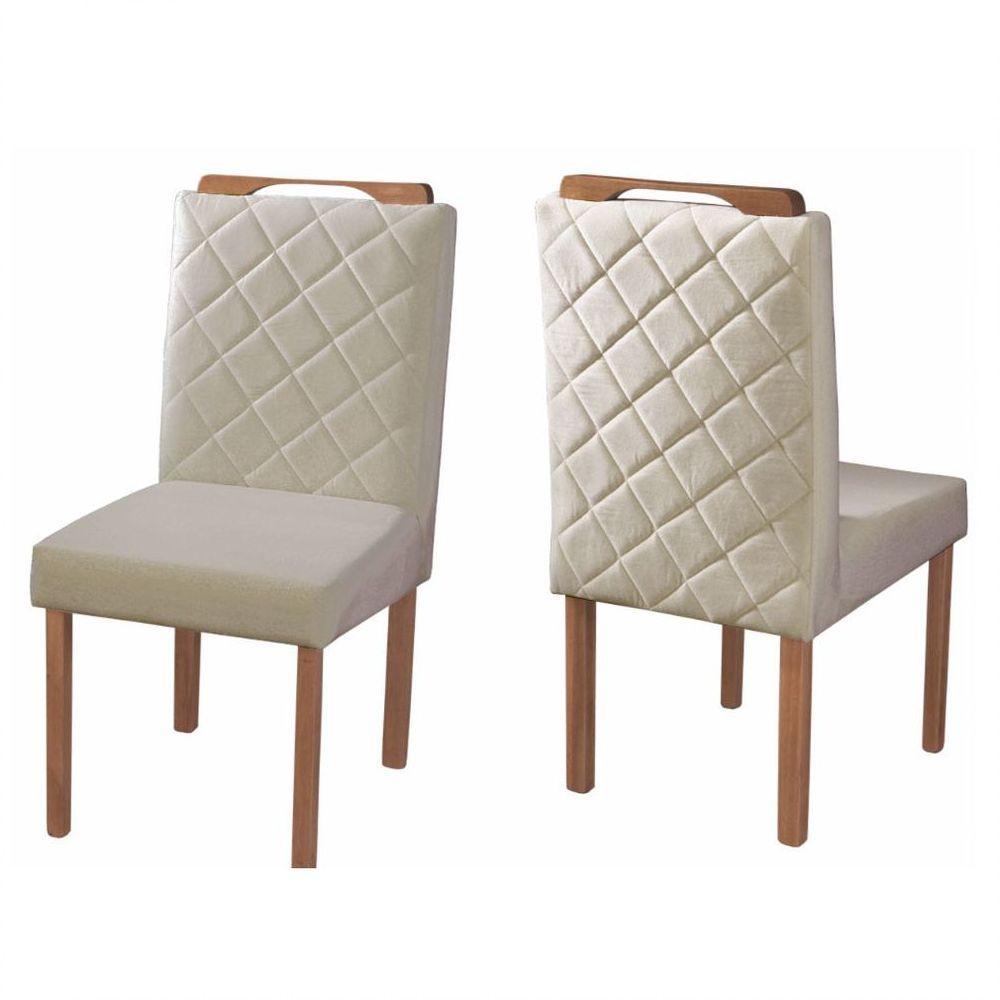 Conjunto Sala De Jantar Mônaco Mesa Pé Palito E 4 Cadeiras Móveis Mix Off White E Areia - 5