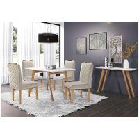 Conjunto Sala De Jantar Mônaco Mesa Pé Palito E 4 Cadeiras Móveis Mix Off White E Areia - 7