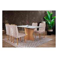 Conjunto Sala De Jantar Cristal Mesa E 4 Cadeiras Móveis Mix Mel/off-white/nude - 1