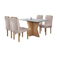 Conjunto Sala De Jantar Cristal Mesa E 4 Cadeiras Móveis Mix Mel/off-white/nude - 8