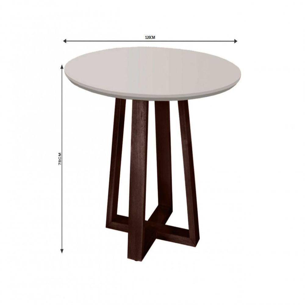 Conjunto Sala De Jantar 4 Lugares Natalle Mesa Redonda 1,0m E 4 Cadeiras Móveis Mix Castanho - 2