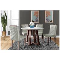 Conjunto Sala De Jantar 4 Lugares Natalle Mesa Redonda 1,0m E 4 Cadeiras Móveis Mix Castanho - 5