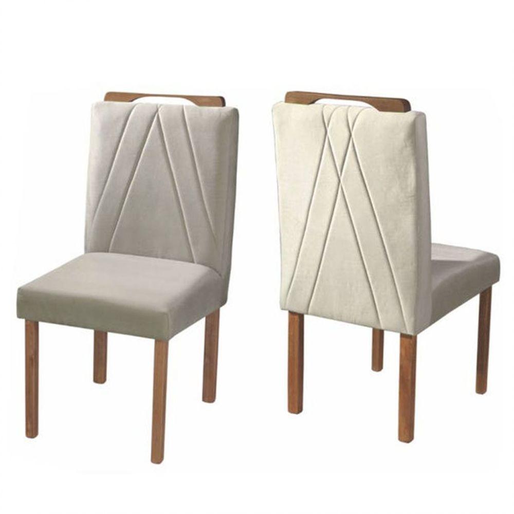 Conjunto Sala Jantar Mesa 4Cad Mel Off White c/Marrom Acinz - 3