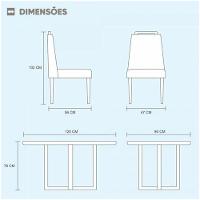 Conjunto Sala Jantar Mesa 4Cad Mel Off White c/Marrom Acinz - 2