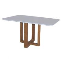 Conjunto Sala Jantar Mesa 4Cad Mel Off White c/Marrom Acinz