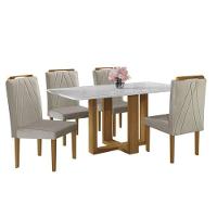 Conjunto Sala Jantar Mesa 4Cad Mel Off White c/Marrom Acinz - 5