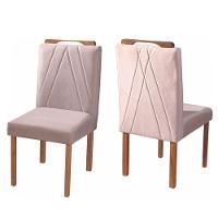 Conjunto Sala De Jantar Mesa Slim Pé Palito E 4 Cadeiras Veludo Safira Móveis Mundial Off White - 2