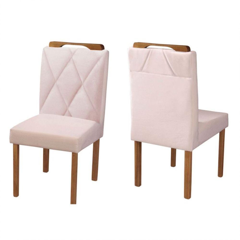 Conjunto Sala De Jantar Napole Mesa Redonda 1,2m E 4 Cadeiras - Móveis Mix Off White E Nude - 4