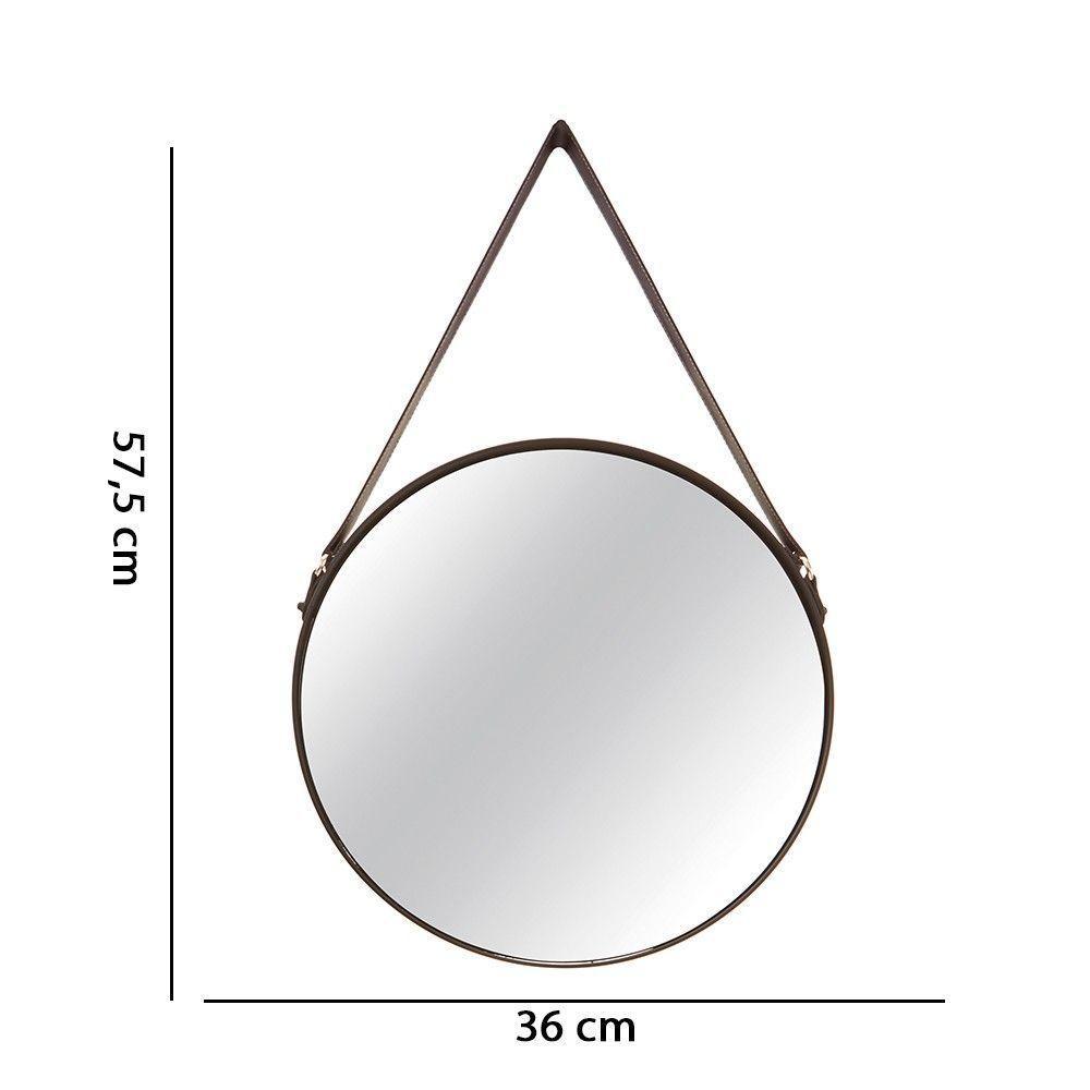 Espelho Redondo Preto com Alça de Couro 57,5x36 Cm D´rossi - 2