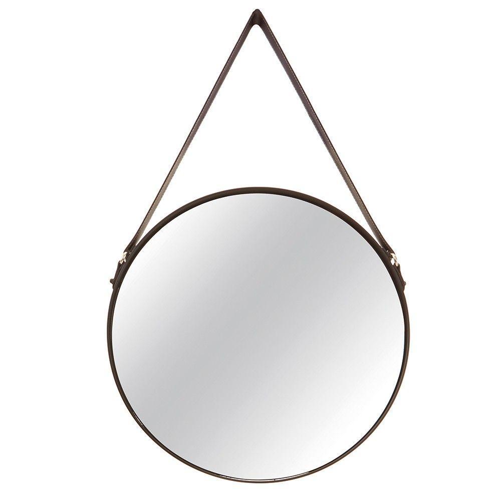 Espelho Redondo Preto com Alça de Couro 57,5x36 Cm D´rossi - 7