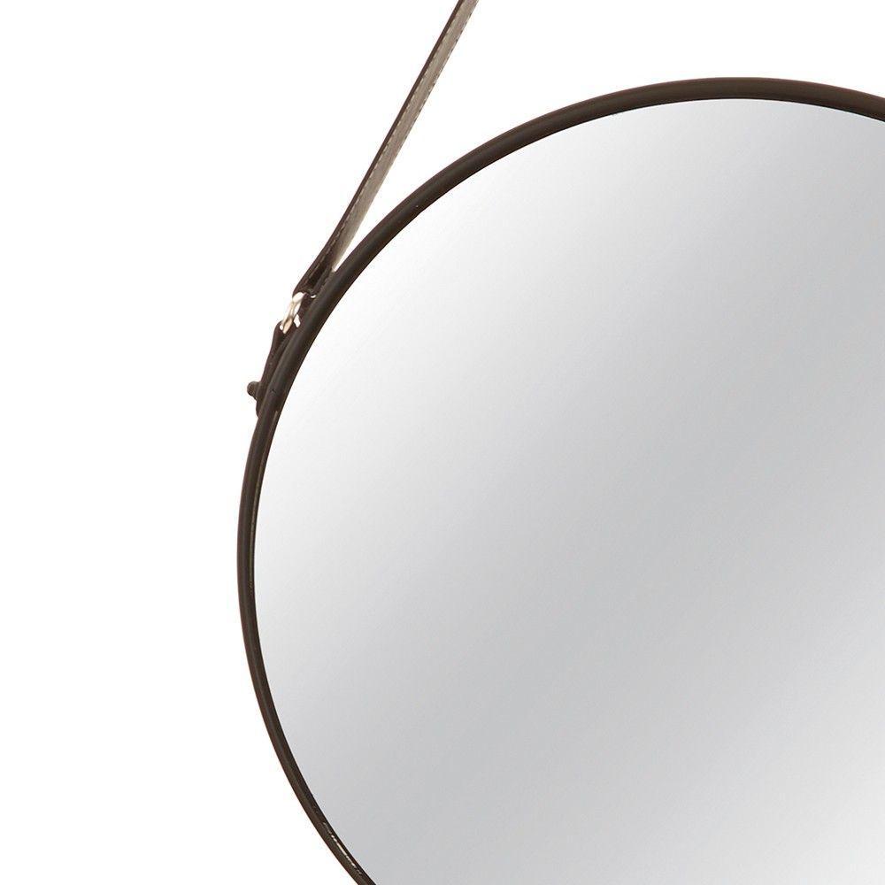 Espelho Redondo Preto com Alça de Couro 57,5x36 Cm D´rossi - 9