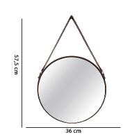 Espelho Redondo Preto com Alça de Couro 57,5x36 Cm D´rossi - 2