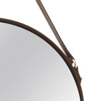 Espelho Redondo Preto com Alça de Couro 57,5x36 Cm D´rossi
