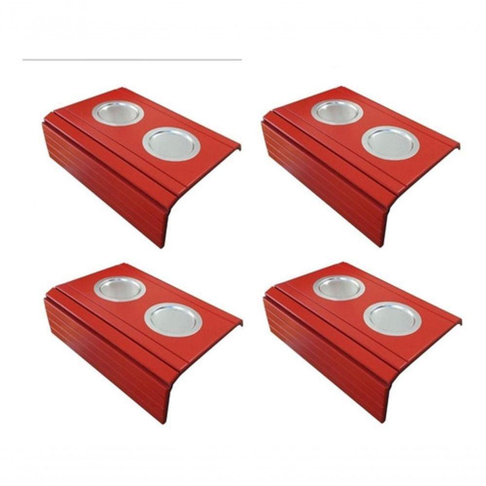 Kit 04 Esteira Laqueada Sofá Vermelho - 1