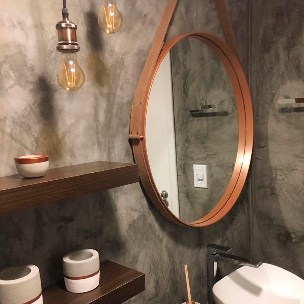 Espelho Redondo 35cm Decorativo Adnet Cobre Escandinavo - 5