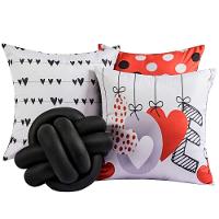 Kit Capas de Almofadas c/ Nó Love Vermelho/Preto 4 Peças - 5