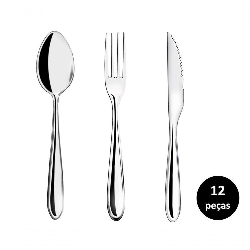 Jogo Talhares De Mesa Inox Prime Lagoa 12 Pç Garfo - 1
