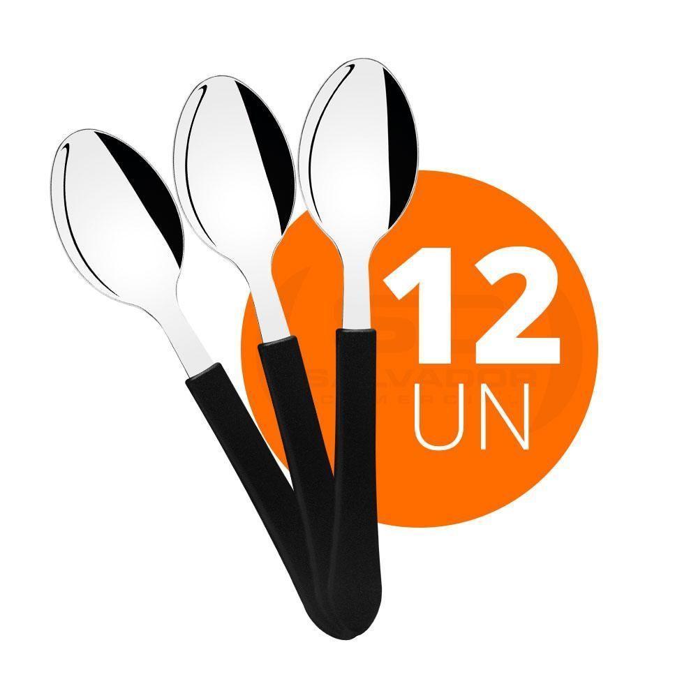 Kit - 12 Colheres De Sopa Leme Com Lâmina Em Aço Inox Cabo Preto Cpbag - Tramontina 23183400 - 2