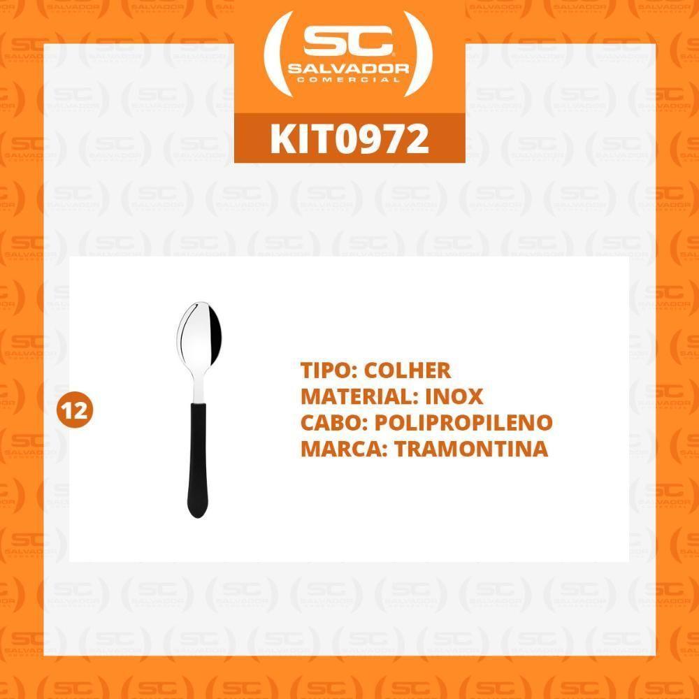 Kit - 12 Colheres De Sopa Leme Com Lâmina Em Aço Inox Cabo Preto Cpbag - Tramontina 23183400 - 3