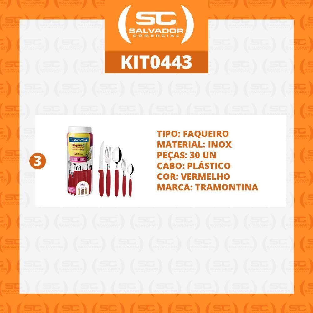 Kit - 3 Faqueiros Inox 30 Peças Ipanema Vermelho - Tramontina - 2