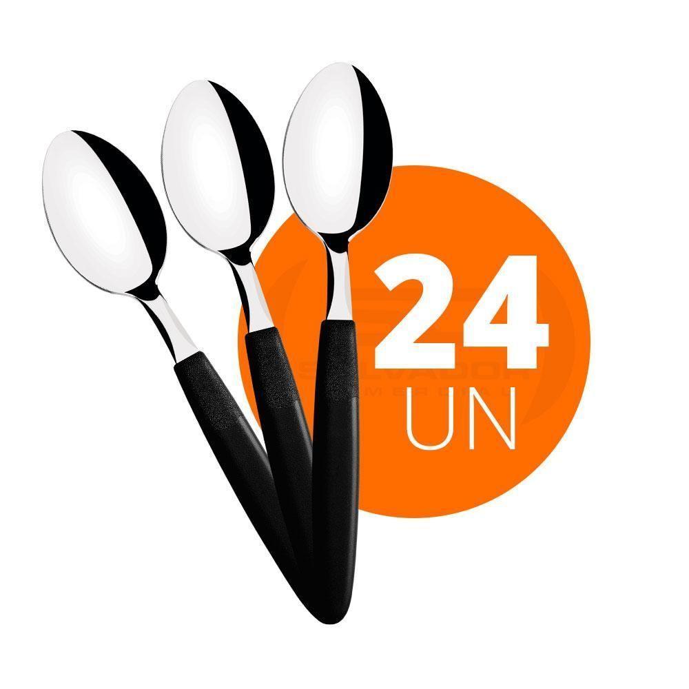 Kit - 24 Colheres De Mesa Ipanema Com Lâmina Em Aço Inox Cabo Preto Cptop - Tramontina 23363400 - 2