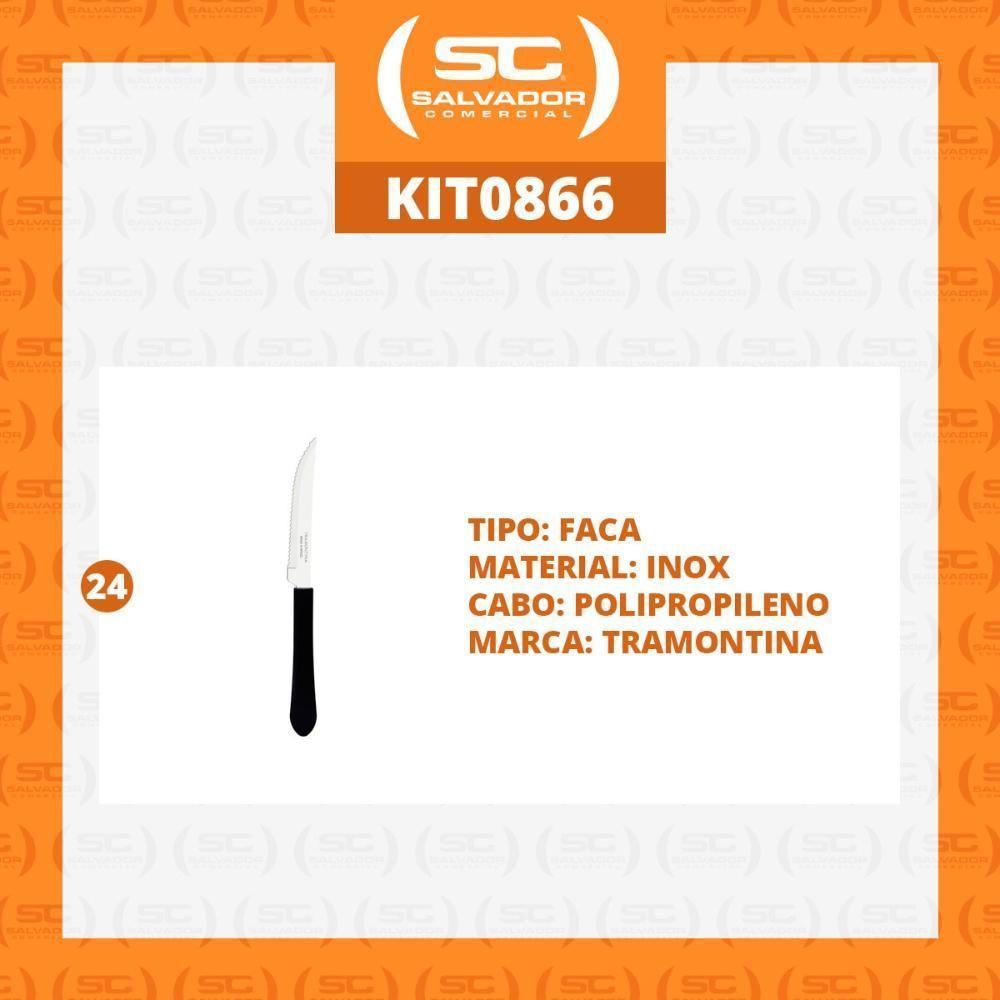 Kit - 24 Facas Para Churrasco Leme Com Lâmina Em Aço Inox 4 Pol Cabo Preto Fpbag - Tramontina - 2