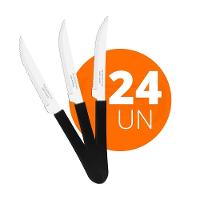 Kit - 24 Facas Para Churrasco Leme Com Lâmina Em Aço Inox 4 Pol Cabo Preto Fpbag - Tramontina - 1