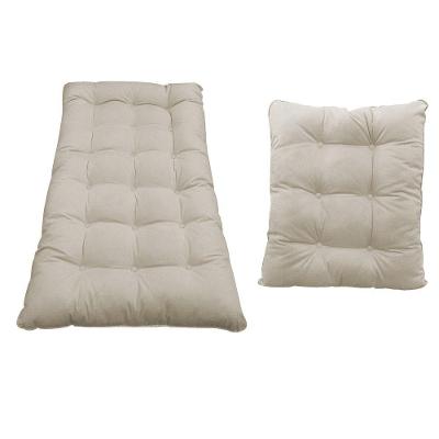 Kit Almofadas Para Poltrona Puff Costela Bege