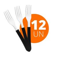 Kit - 12 Garfos De Mesa Leme Com Lâmina Em Aço Inox Cabo Preto Gpbag - Tramontina - 2