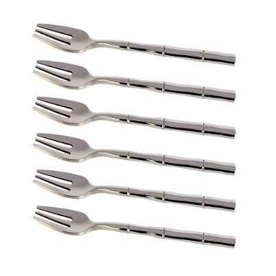 Jogo De Garfos Para Bolo Em Inox Steel Wood Com 6 Peças Fracalanza Prata
