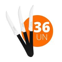 Kit - 36 Facas Para Churrasco Leme Com Lâmina Em Aço Inox 4 Pol Cabo Preto Fpbag - Tramontina - 1