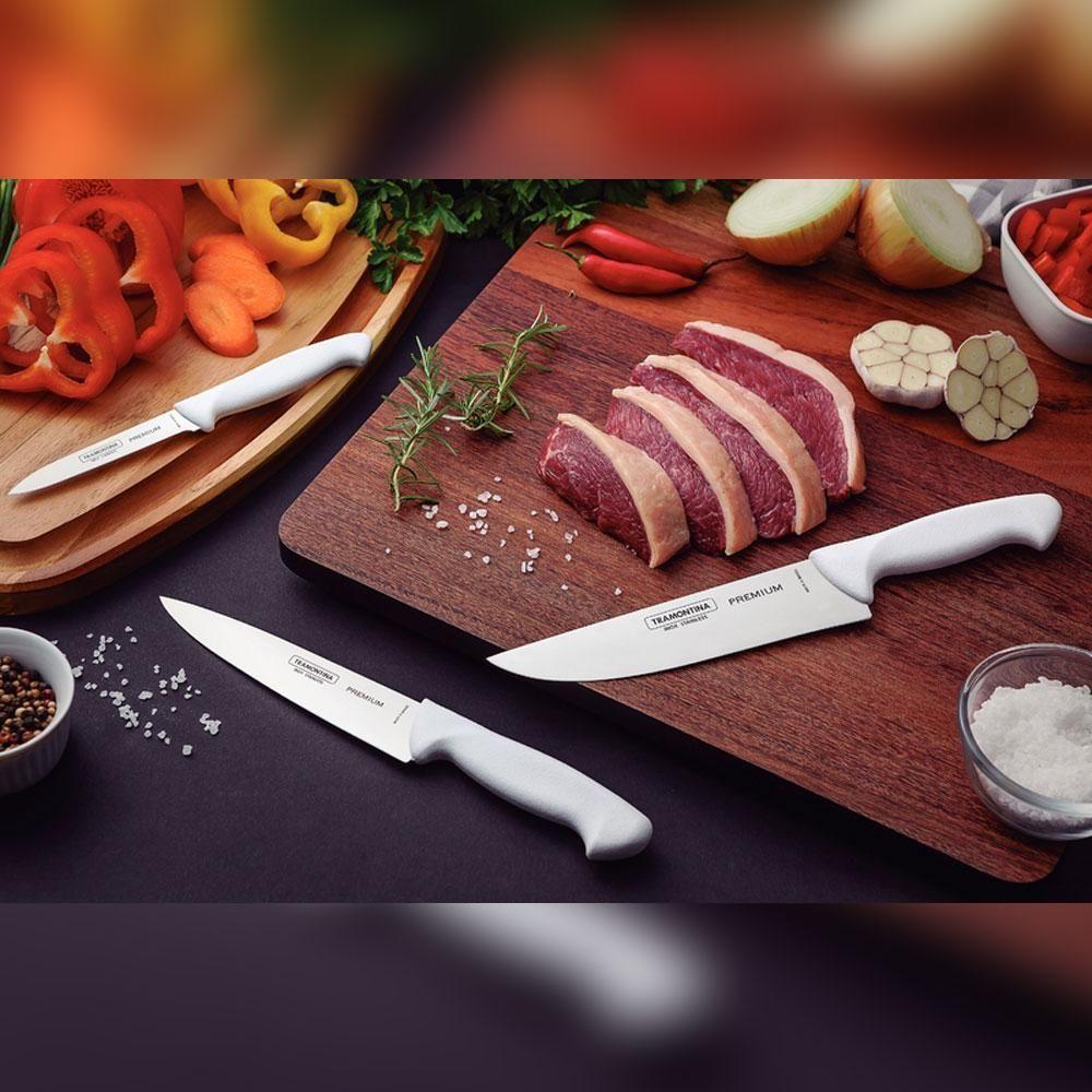 Jogo De Facas Premium Com Lâminas Em Aço Inox Cabo Branco 3 Peças - Tramontina 24499811 - 2