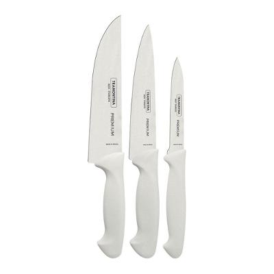 Jogo de Facas Premium 24499811 3 Peças Aço Inox Cabo de Polipropileno Branco Tramontina