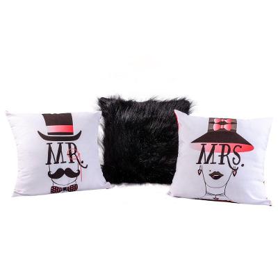 Kit Capas Almofadas Miss Mister Vermelho Plush 3 Peças 45x45