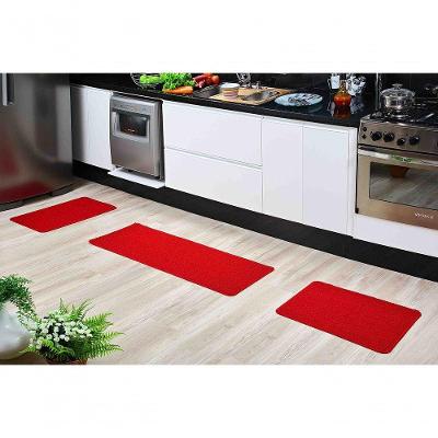 Kit Tapete Cozinha 3 Peças Vermelho Relevo