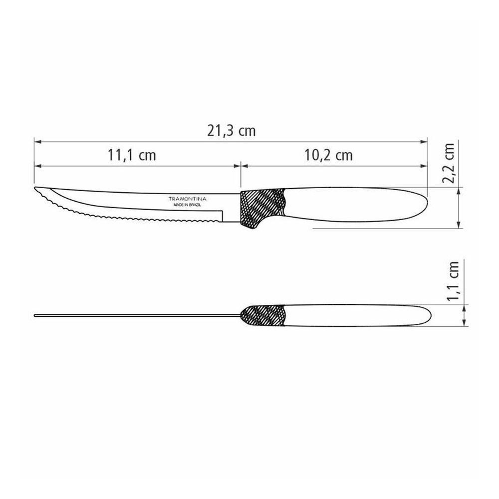 Kit - 12 Facas Para Churrasco Ipanema Com Lâmina Em Aço Inox 5 Pol Cabo Preto Fptop - Tramontina - 6
