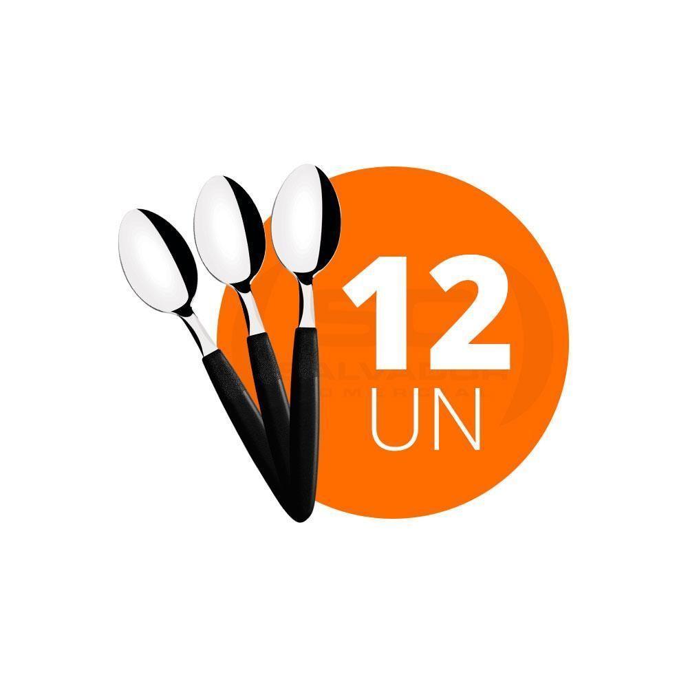 Kit - 12 Colheres De Chá Ipanema Com Lâmina Em Aço Inox Cabo Preto Ccptop - Tramontina - 2