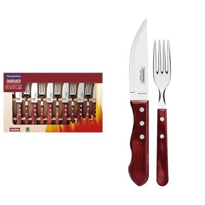Jogo de Talheres Churrasco Jumbo 12 Peças Inox/Vermelho