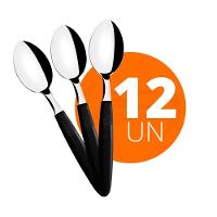 Kit - 12 Colheres De Mesa Ipanema Com Lâmina Em Aço Inox Cabo Preto Cptop - Tramontina 23363400 - 2