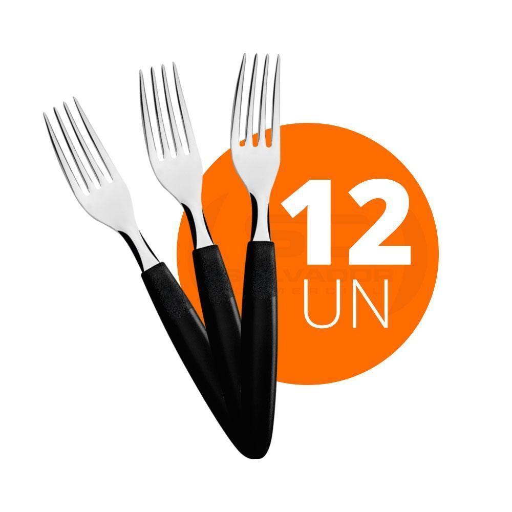 Kit - 12 Garfos De Mesa Ipanema Lâmina Em Aço Inox Cabo Preto Gptop - Tramontina - 2