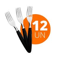 Kit - 12 Garfos De Mesa Ipanema Lâmina Em Aço Inox Cabo Preto Gptop - Tramontina - 2