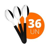 Kit - 36 Colheres De Sobremesa Leme Com Lâmina Em Aço Inox Cabo Preto Cspbag - Tramontina - 1