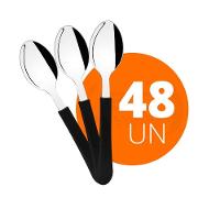 Kit - 48 Colheres De Sobremesa Leme Com Lâmina Em Aço Inox Cabo Preto Cspbag - Tramontina - 1