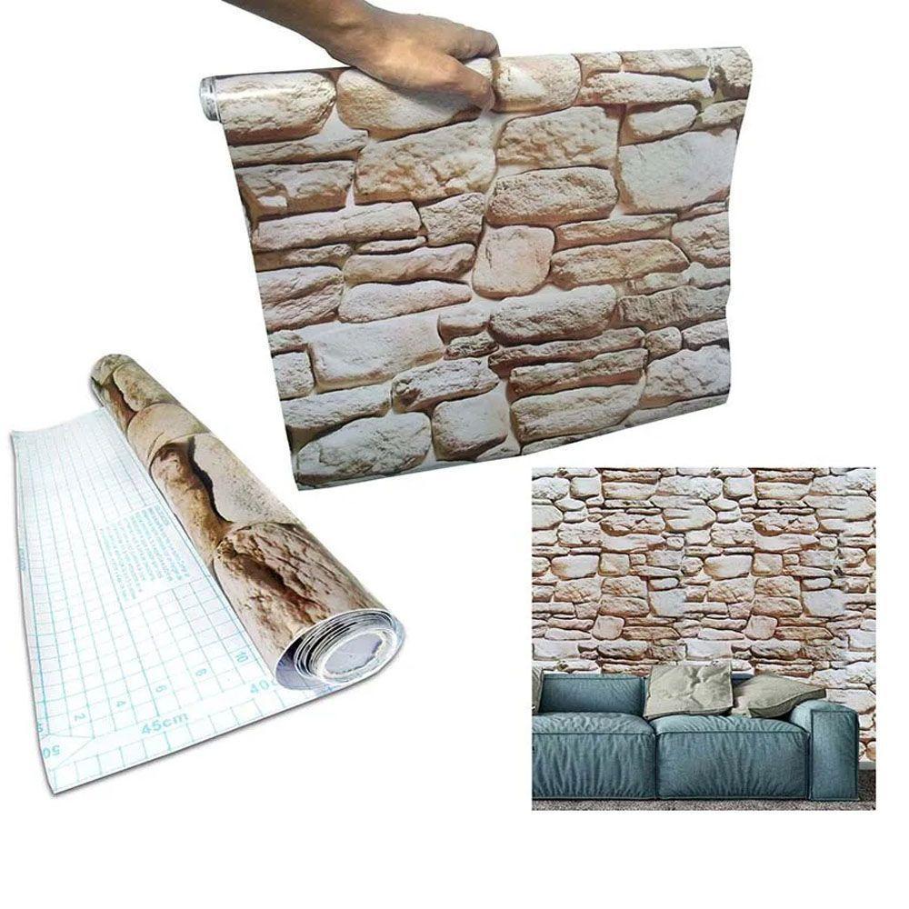 Papel De Parede Autoadesivo Vinilico Canjiquinha Pedra Rolo - 5