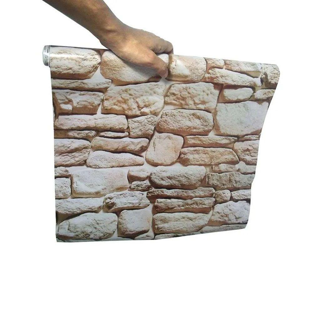 Papel De Parede Autoadesivo Vinilico Canjiquinha Pedra Rolo - 7
